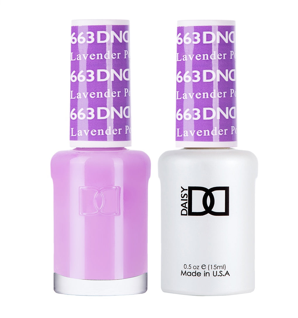 DND Duo Gel Nail Polish and Matching Lacquer in the Charming Lavender Pop Shade #663