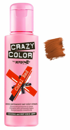 150ML 5.07 oz Crazy Color Semi - Permanent Coral Red Hair Dye