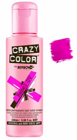 Crazy Color Semi - Permanent Hair Dye, Color 078 Rebel UV, 150 Milliliters (5.07 Ounces) for Vibrant Hair Color