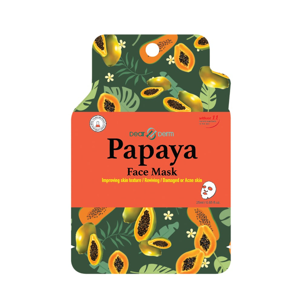 Dearderm 10-Piece Papaya Antioxidant Face Mask for Brightening Complexion