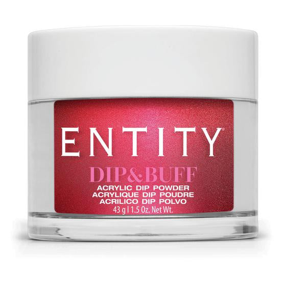 Entity Dip & Buff Nail Dip Powder in Bright Red Pearl Shade - Red Rum Rouge, 43 Grams | 1.5 Ounces #696