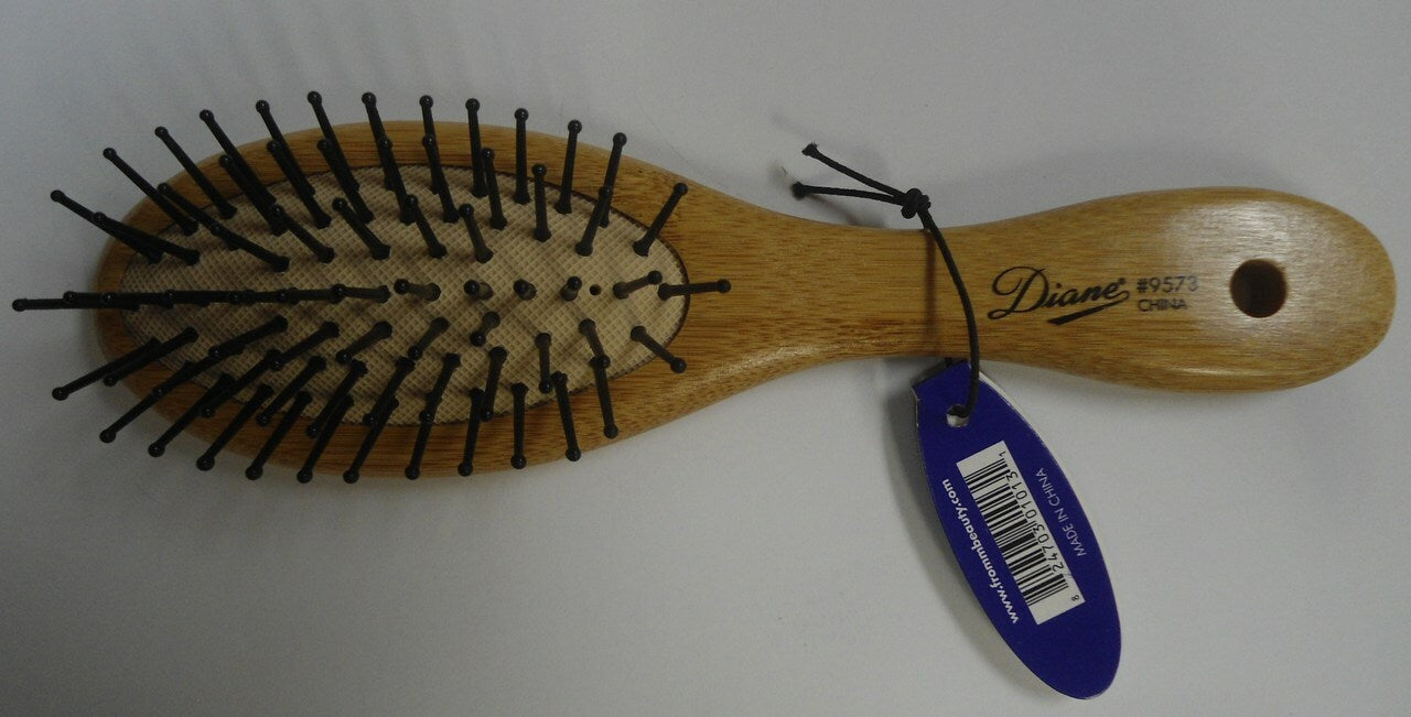 Diane Mini Oval Bamboo Cushion Hair Brush with Nylon Tipped 7 Rows #9573