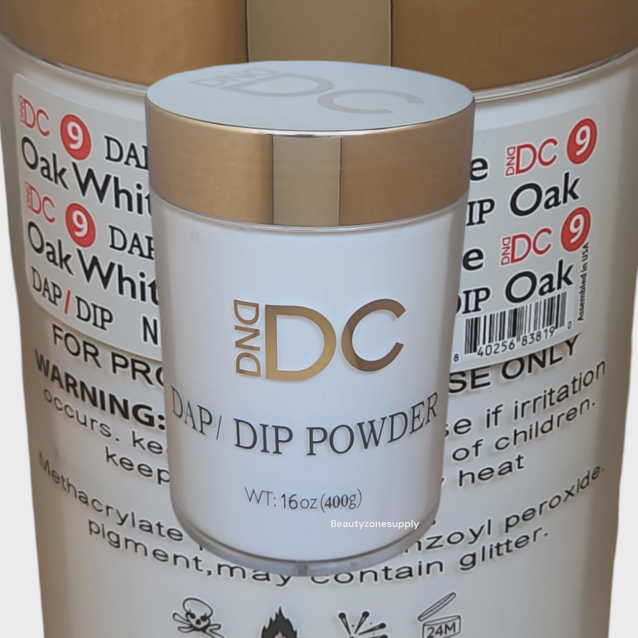 DC DND Premium Dap Dip and Acrylic Powder, Shade #009 Oak White, 16 Ounce Container