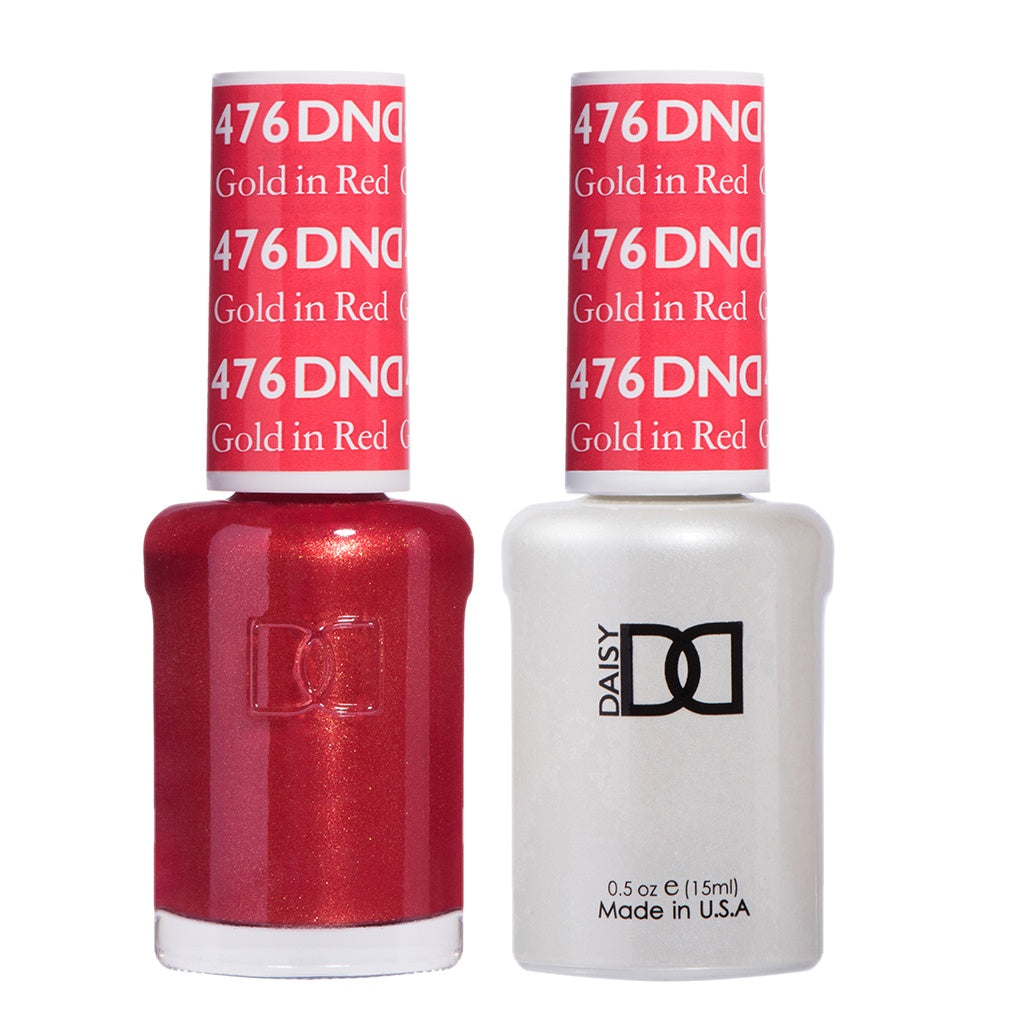DND Duo Set - Gold-In-Red Gel Polish and Matching Lacquer #476