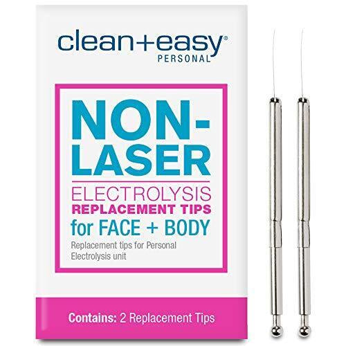 Clean & Easy Non-Laser Electrolysis 2-Pack Replacement Tips for Face and Body
