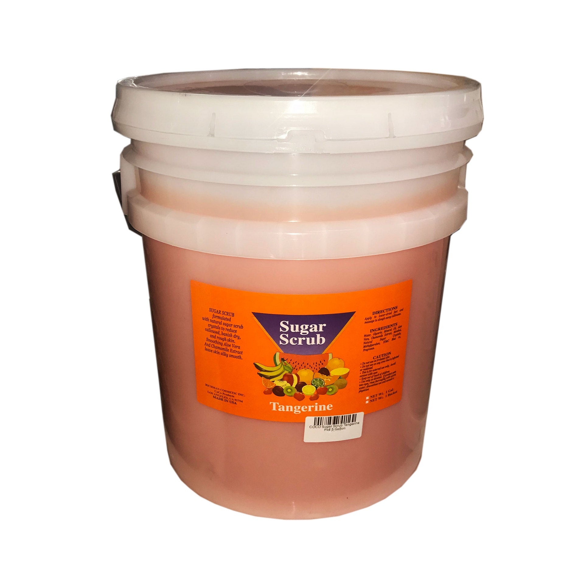 5-Gallon Tangerine Pail of COCO Brand Sugar Body Scrub for Spa Manicure and Pedicure