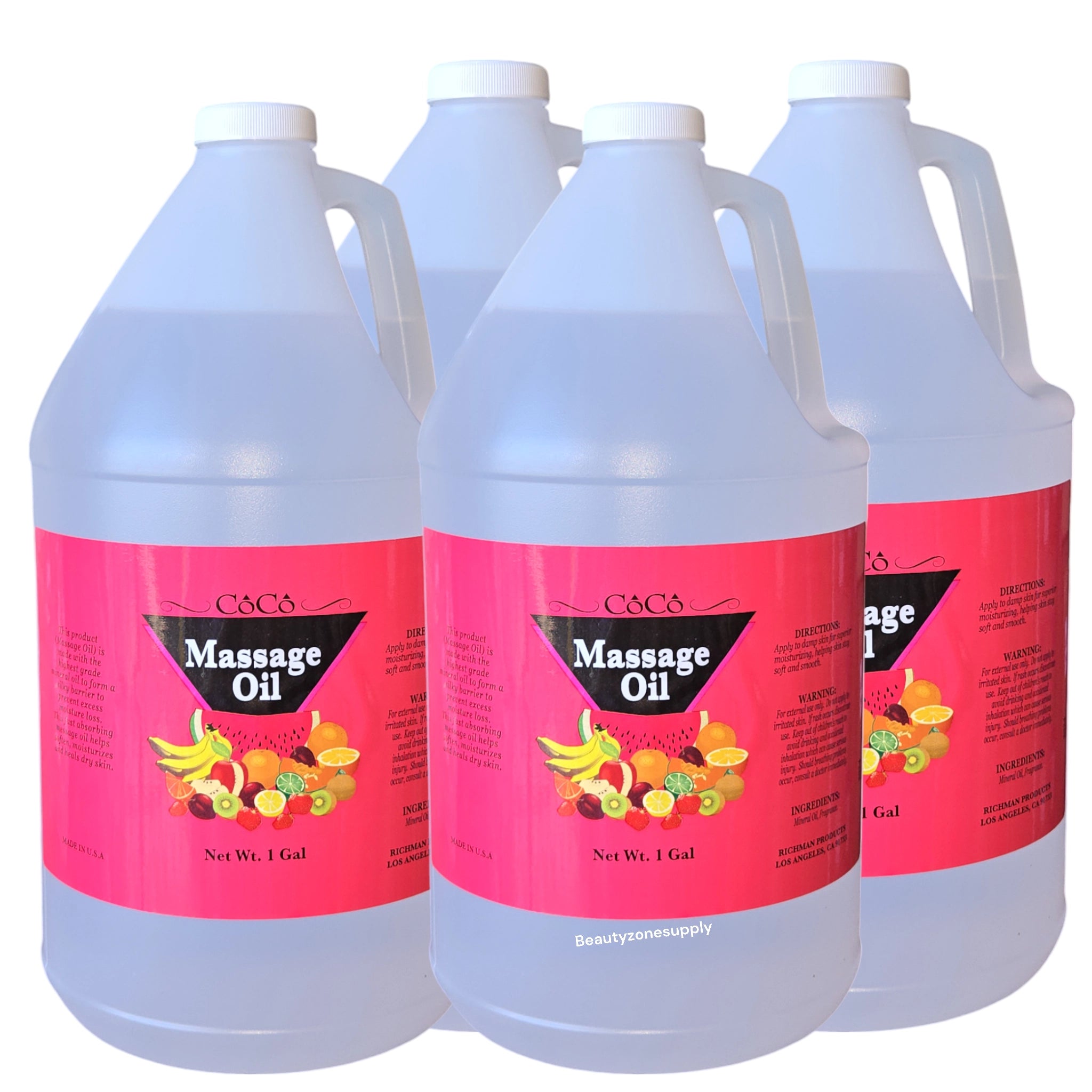 4-Gallon Case of Unscented Coco Massage Oil Made in USA