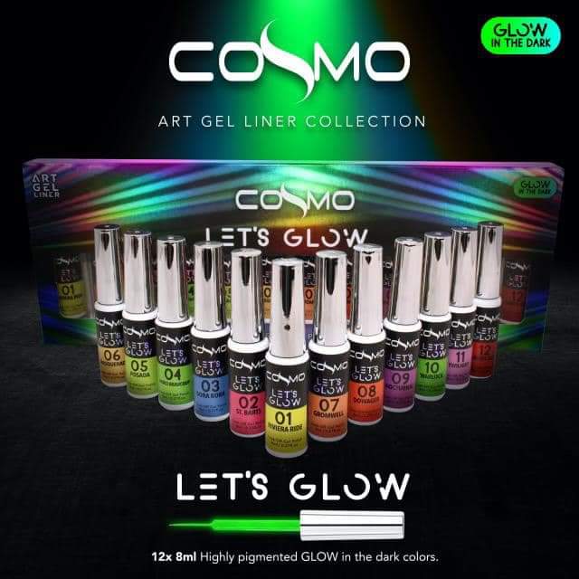 Cosmo Gel Artistic Nail Let's Glow Collection Set with 12 Bottles
