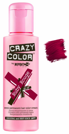 Crazy Color Semi - Permanent Hair Coloring Product, 066 Ruby Rouge Shade, 150ML (5.07 oz) for a Stunning Look