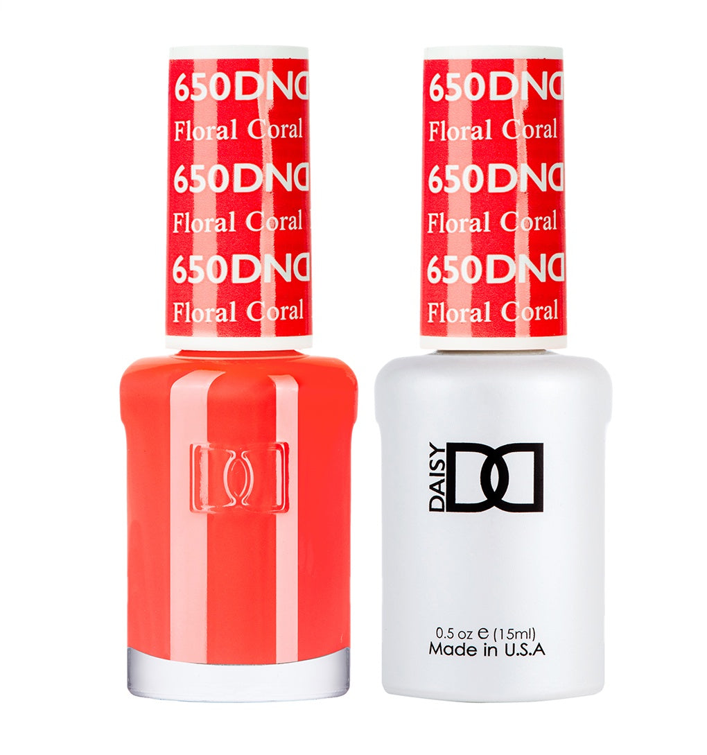 DND Duo Set: Floral Coral Gel Polish & Matching Lacquer #650