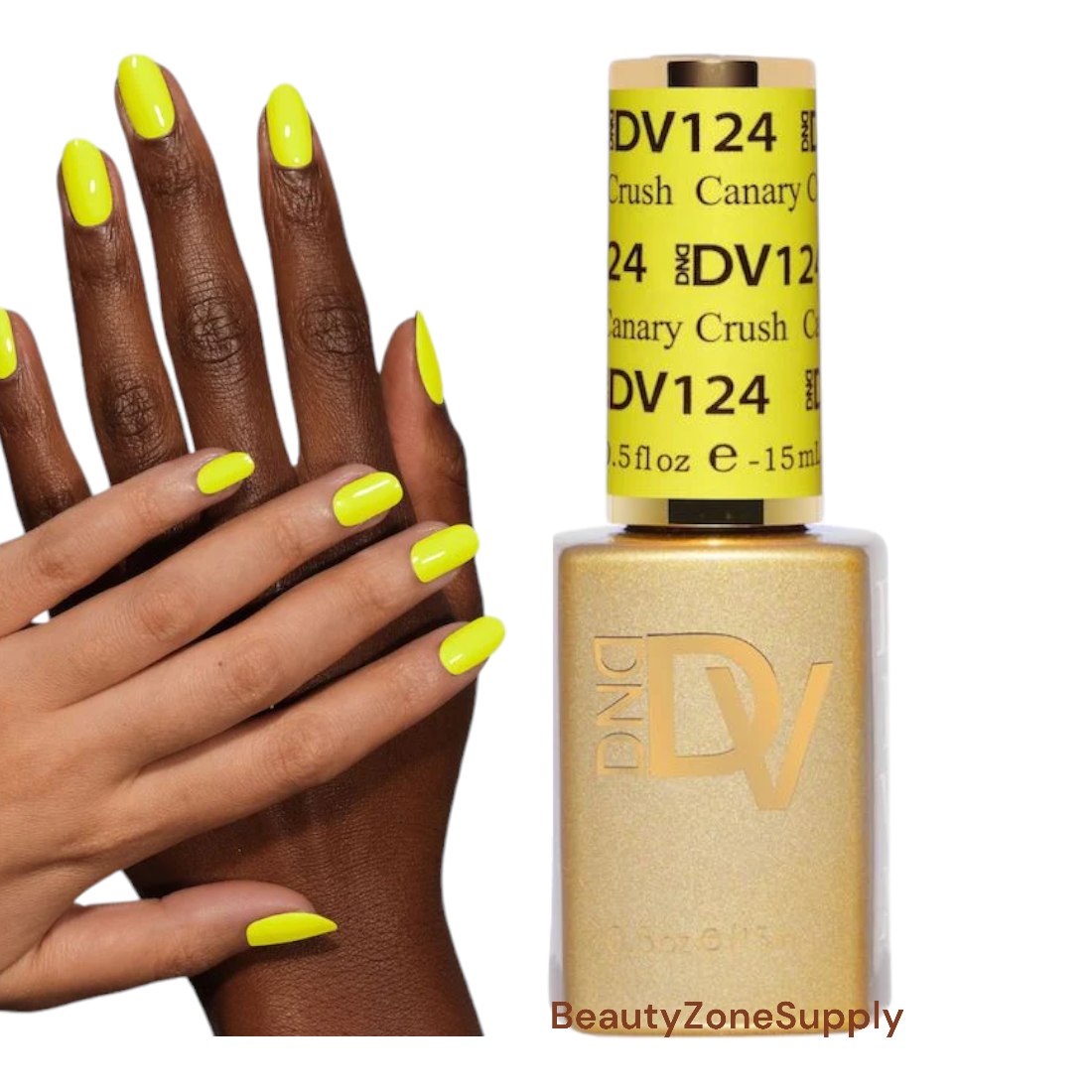 DND Diva Brand Gel Nail Polish - 0.5 Ounce, Shade 124 Canary Crush