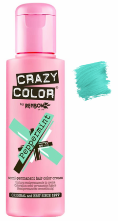 Crazy Color Semi - Permanent Hair Coloring Product in 071 Peppermint Shade, 150ML (5.07 oz) for a Pastel Green Look