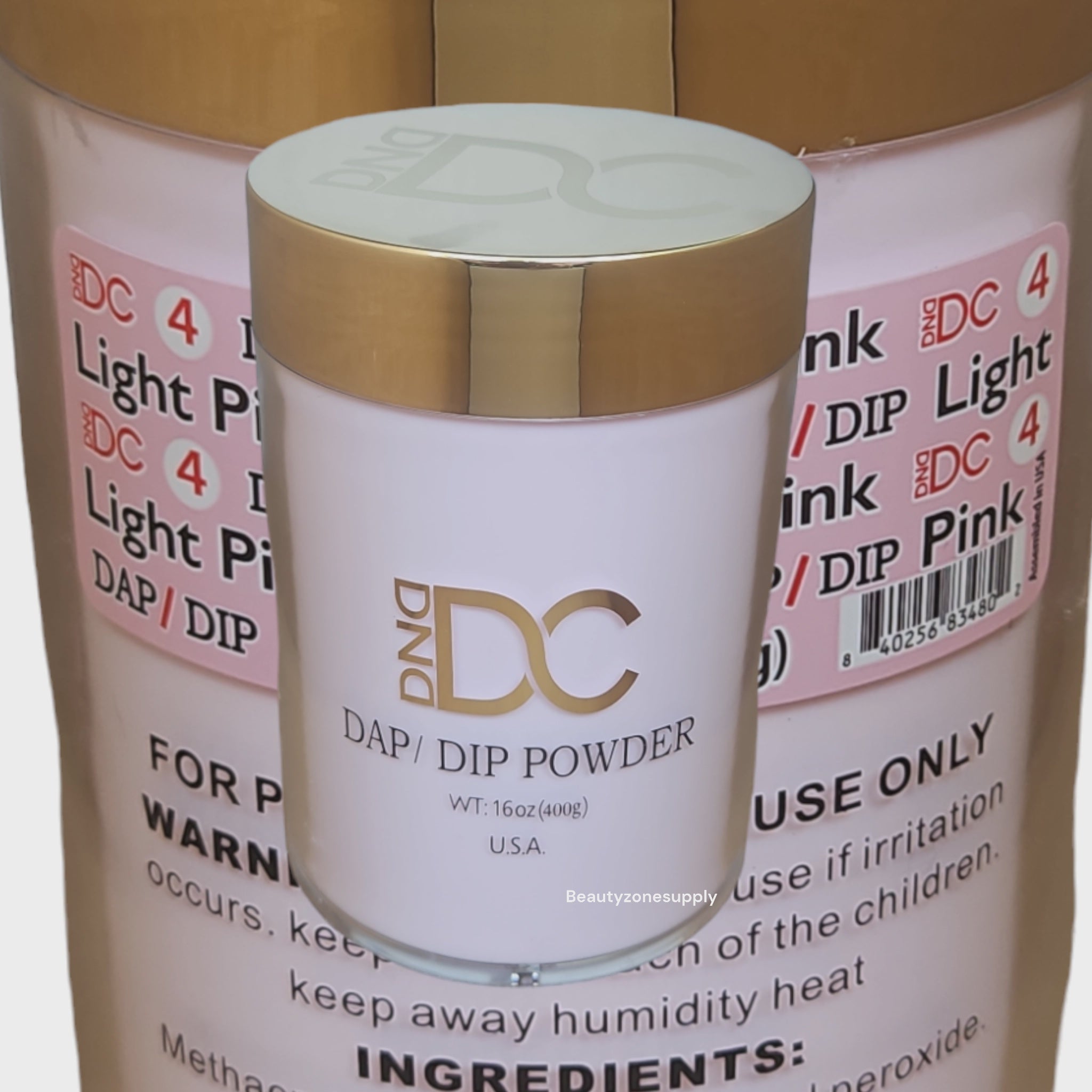DC DND Branded Dip and Acrylic Powder Set #004 in Soft Light Pink Shade, 16 Ounce Packaging