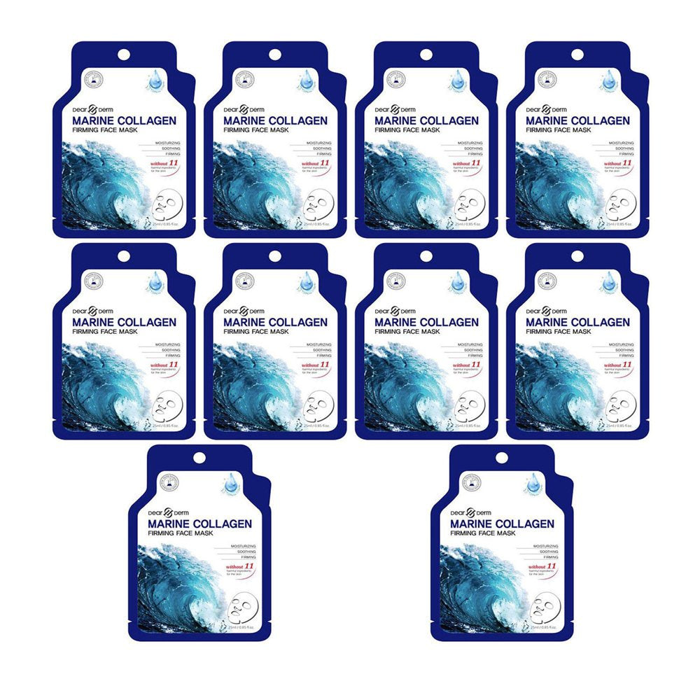 Dearderm Premium Marine Collagen Facial Firming Mask Set with 10 Pieces