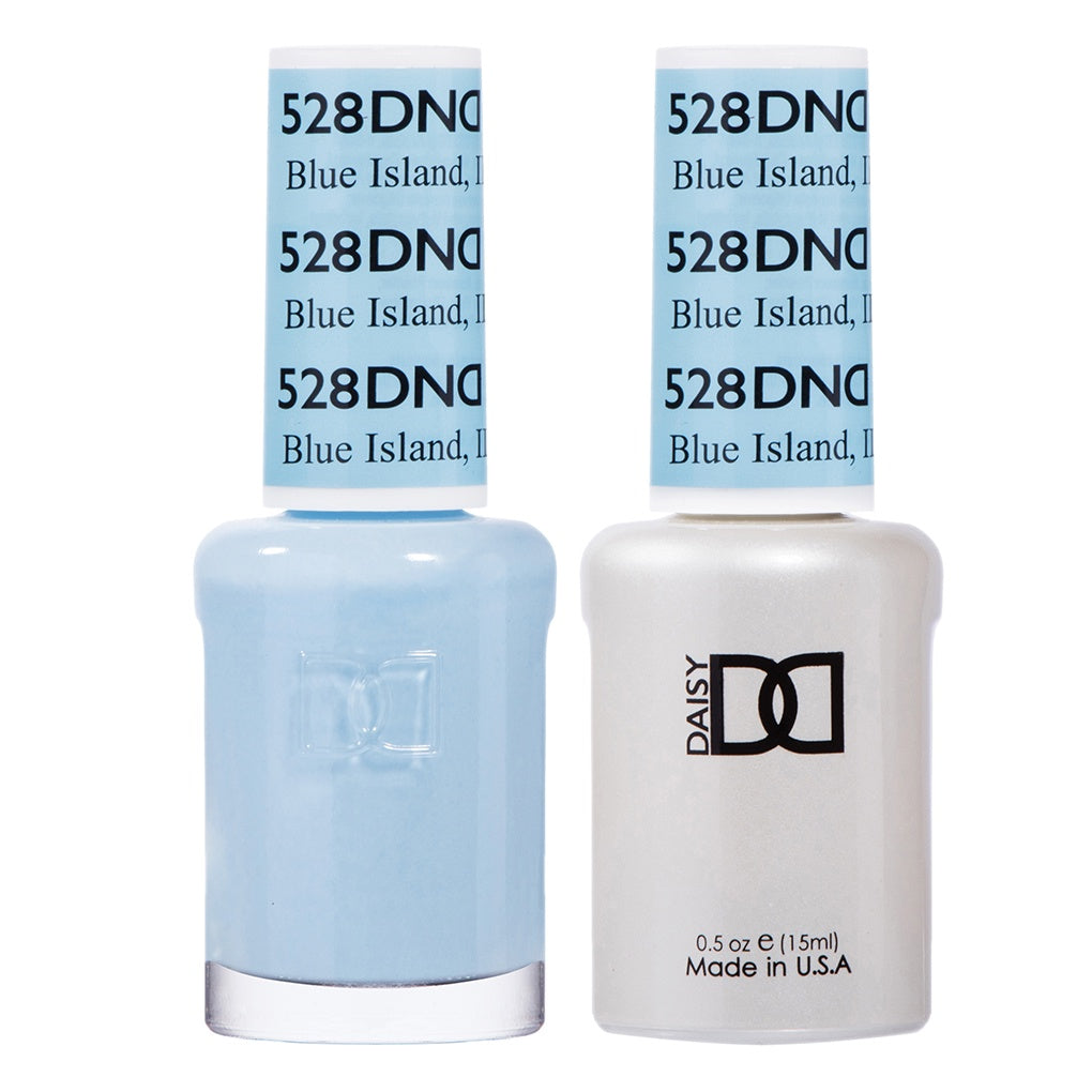 DND Brand Duo Set of Gel Nail Polish and Lacquer in Blue Island Shade #528