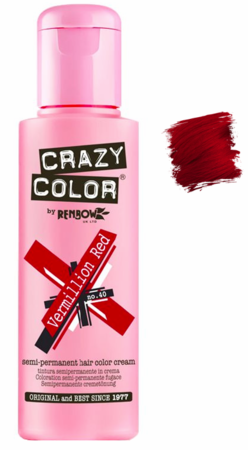 Crazy Color Semi - Permanent 150ML (5.07 oz) Vermillion Red Hair Dye