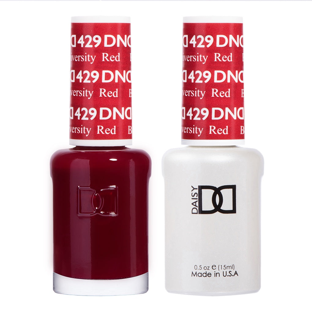 DND Duo Gel & Lacquer in Striking Boston University Red #429