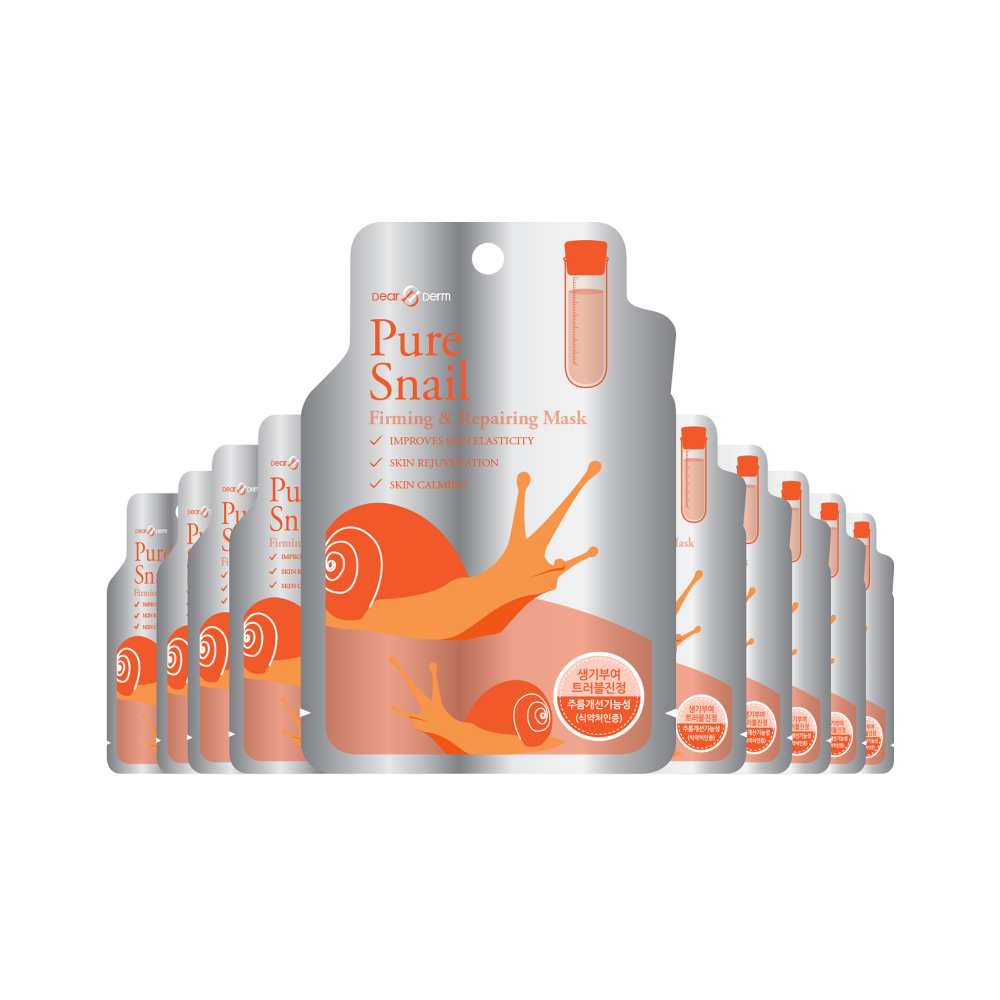 Dearderm Premium Pure Snail Face Mask Set for Firming and Repairing (Pack of 10)