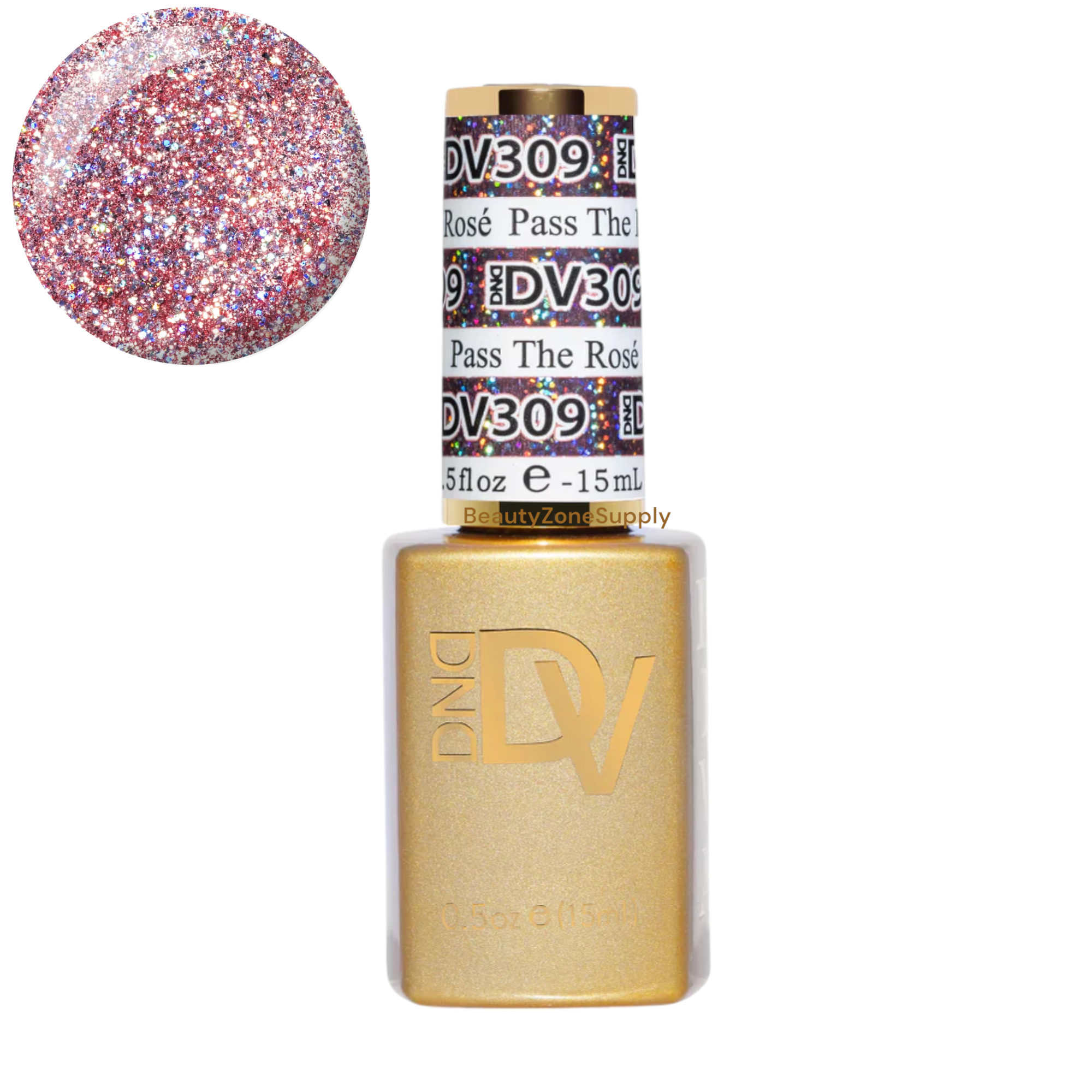DND Diva Platinum Gel Nail Polish - Pass the Rose, 0.5 oz, Shade #309