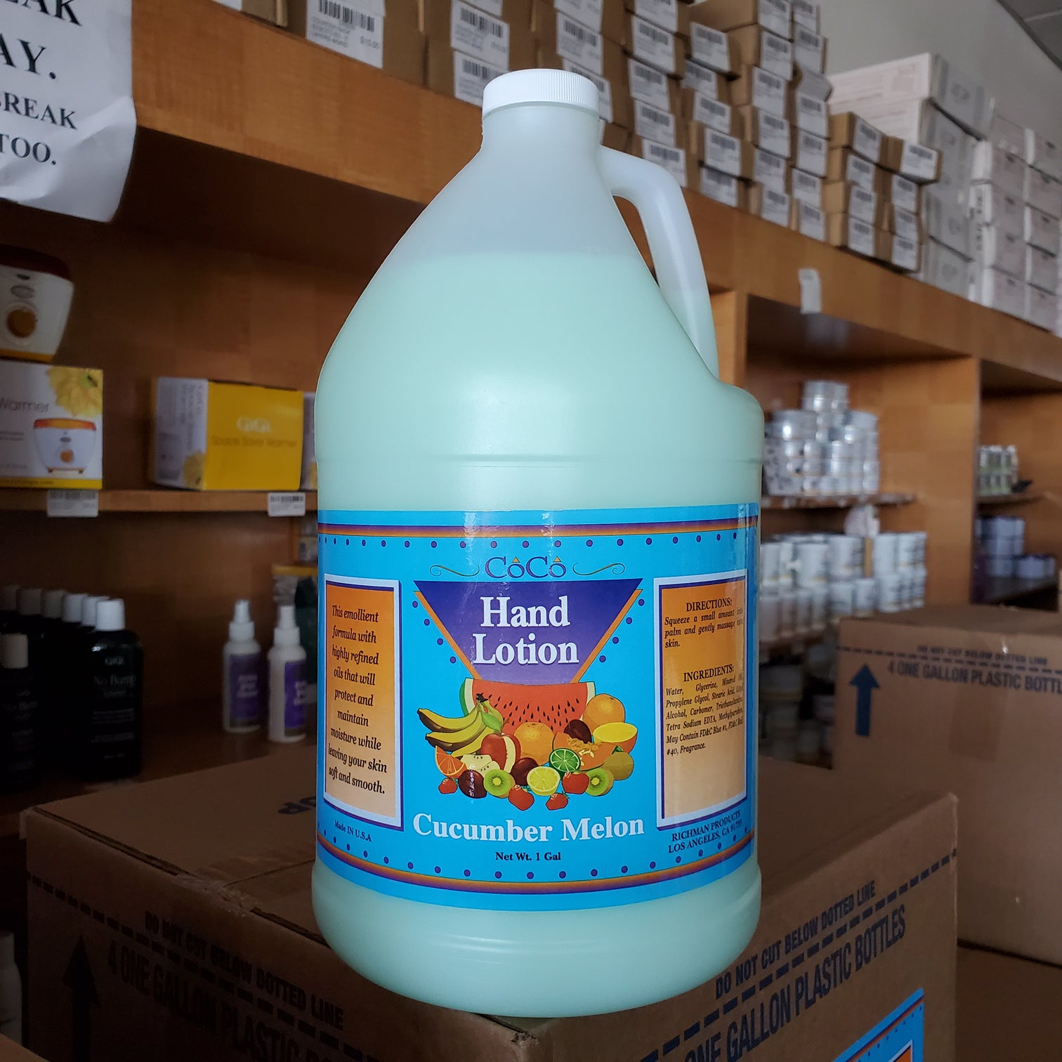 Coconut - Based Cucumber Scented Lotion in a Large Gallon Size