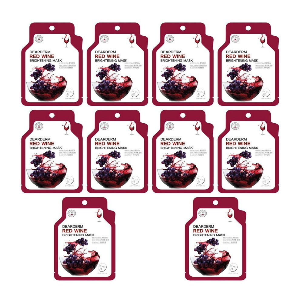 Dearderm Premium Red Wine Brightening Ampoule Mask Set of 10