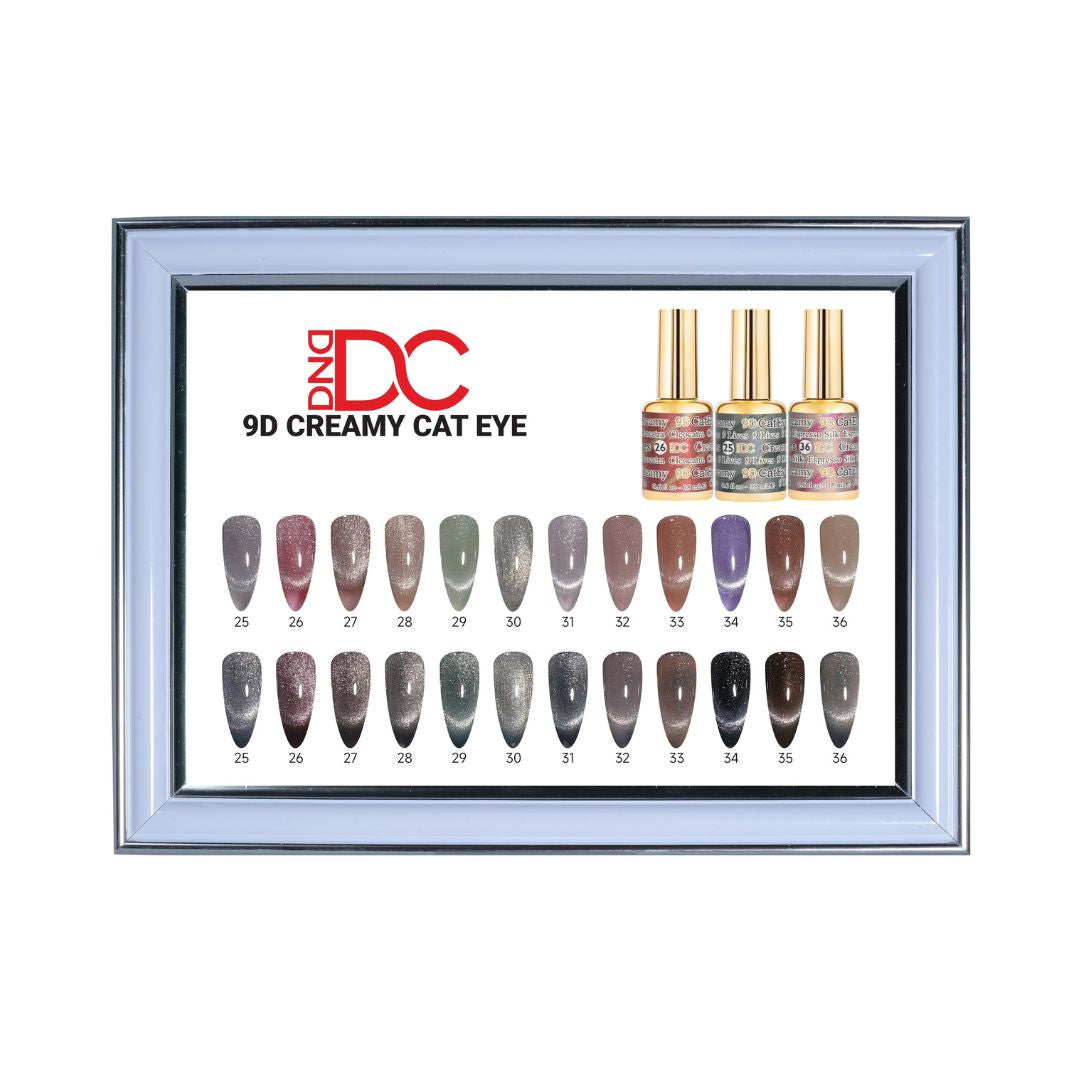 DC 9D Cat Eye Creamy Framed Color Chart Set 3 with Sample Colors 25 - 36