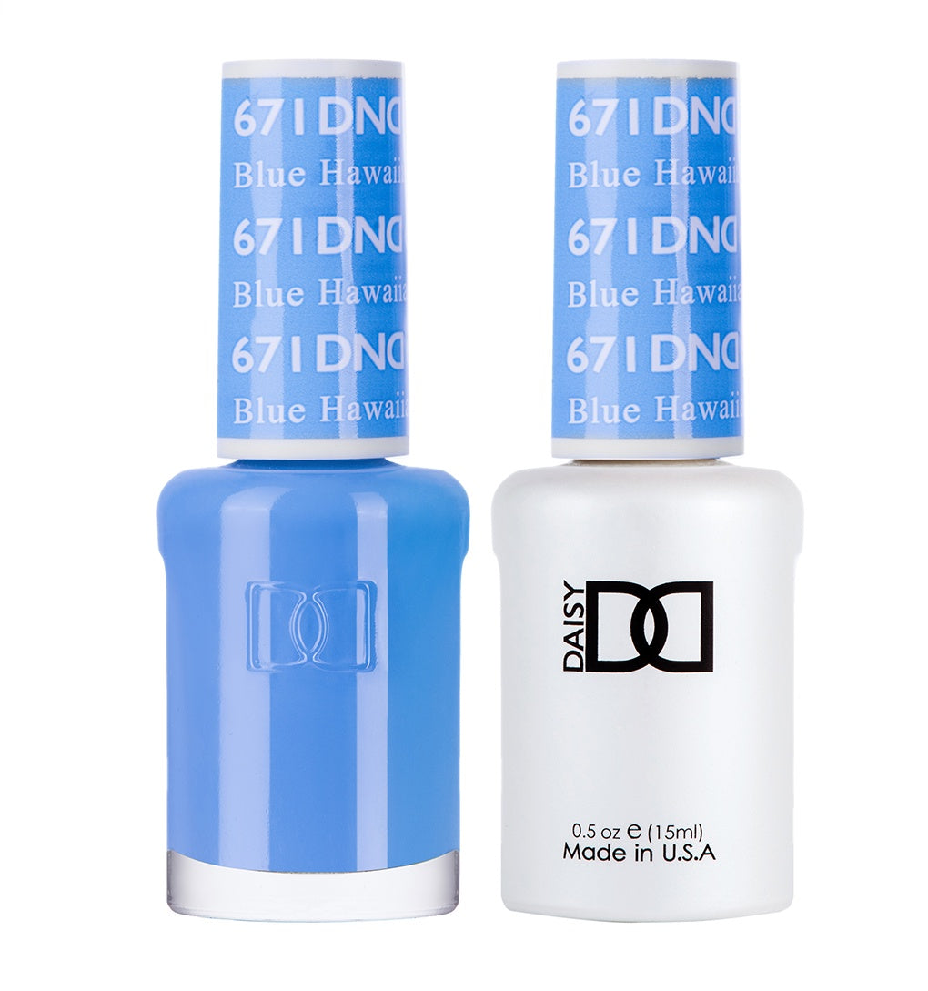 DND Brand Duo Set of Gel Nail Polish and Lacquer in Blue Hawaiian Shade #671