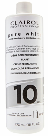 Clairol Professional Pure White 10 Volume Creme Developer for Hair Dyeing, 16 oz