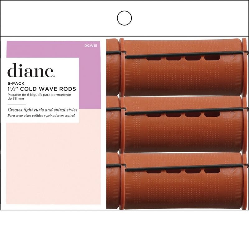 Diane Professional Cold Wave Hair Rods, 1-1/2 Inch Brown, Set of 6 - Product #DCW15