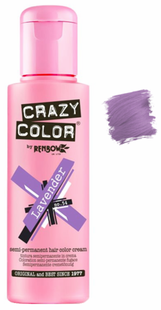 Crazy Color Semi - Permanent Hair Coloring Dye in Shade 054 Lavender, 150ML (5.07 oz) for Stunning Hair