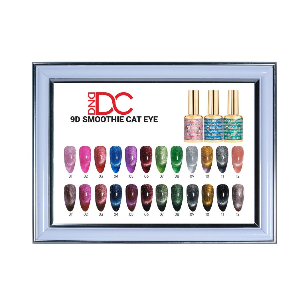 DC Framed 9D Cat Eye Smoothie Color Chart Set 1 - A Complete Sample Color Collection from 01 to 12