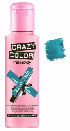 Crazy Color Semi - Permanent Hair Coloring Product, Blue Jade Shade, 150ML (5.07 oz) for a Stunning Hair Look