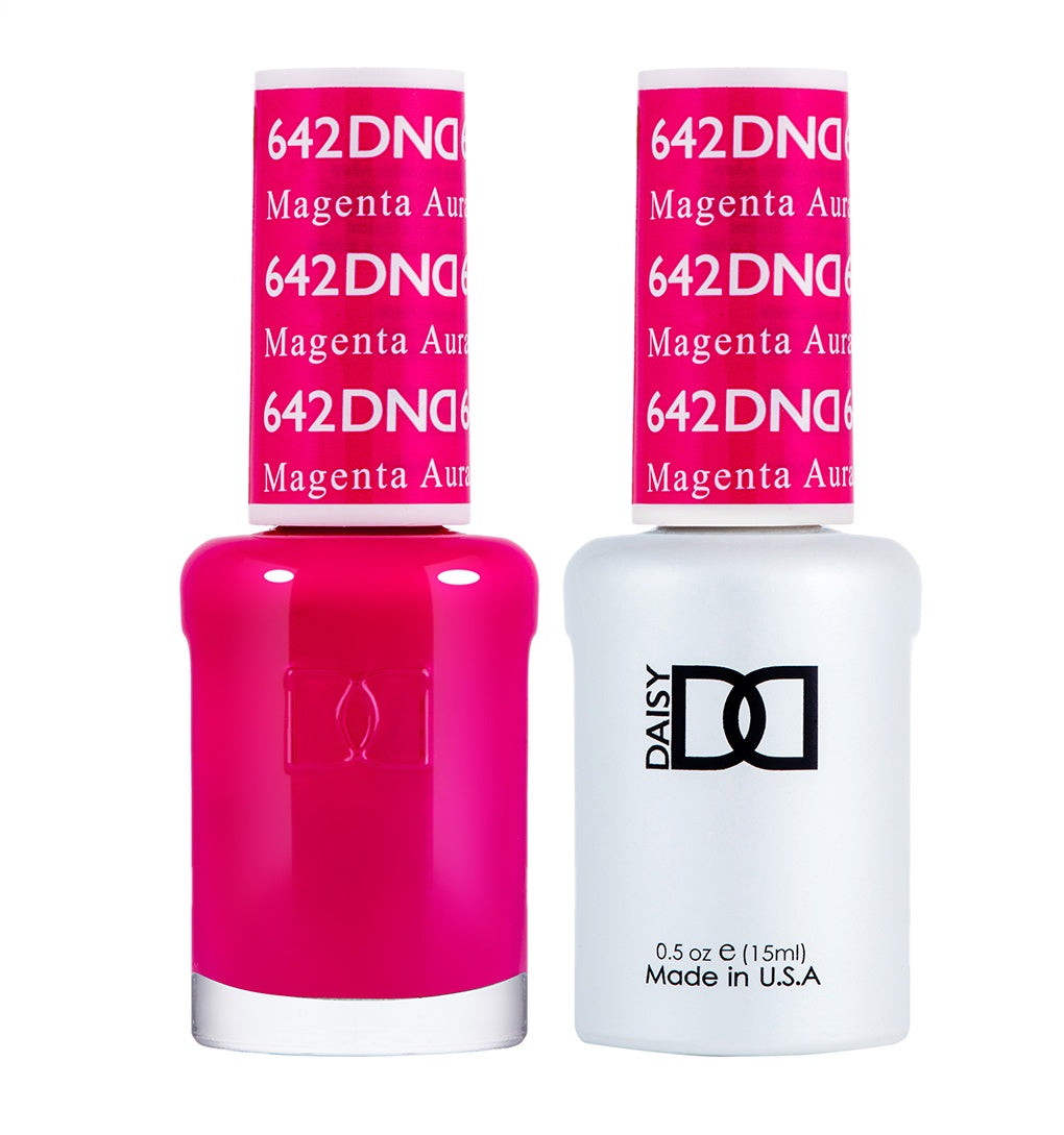 DND Dual-Use Magenta Aura #642 Gel Polish and Matching Lacquer Set