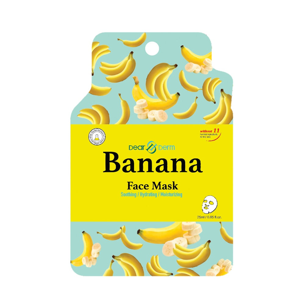 Dearderm Premium Banana Facial Mask Set with 10 Pieces for Antioxidant and Complexion Brightening