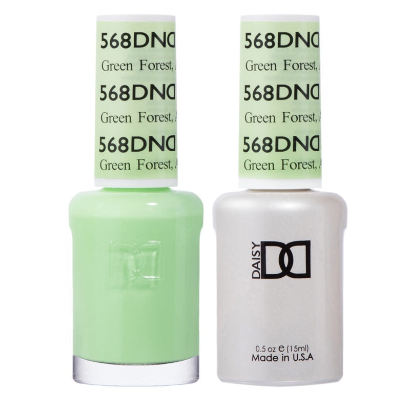 DND Duo Set: Gel Nail Polish and Lacquer in the Enchanting Green Forest Shade #568
