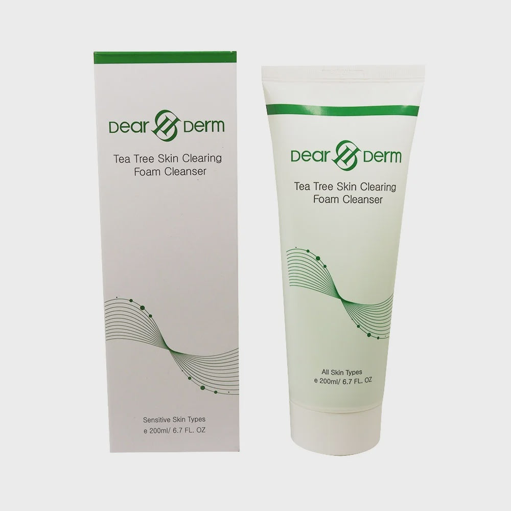 Dearderm Tea Tree Skin-Clearing Foaming Facial Cleanser - 6.7 Ounces (190 Grams) for Sensitive Skin
