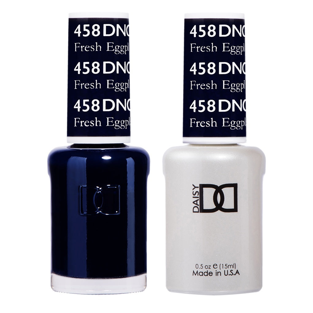 DND Duo Gel Nail Polish and Matching Lacquer in Stunning Fresh Eggplant Shade #458