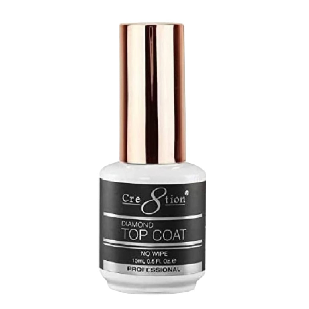 Professional Cre8tion Gel Diamond Non - wipe Top Coat for Nail Art, 0.5 oz