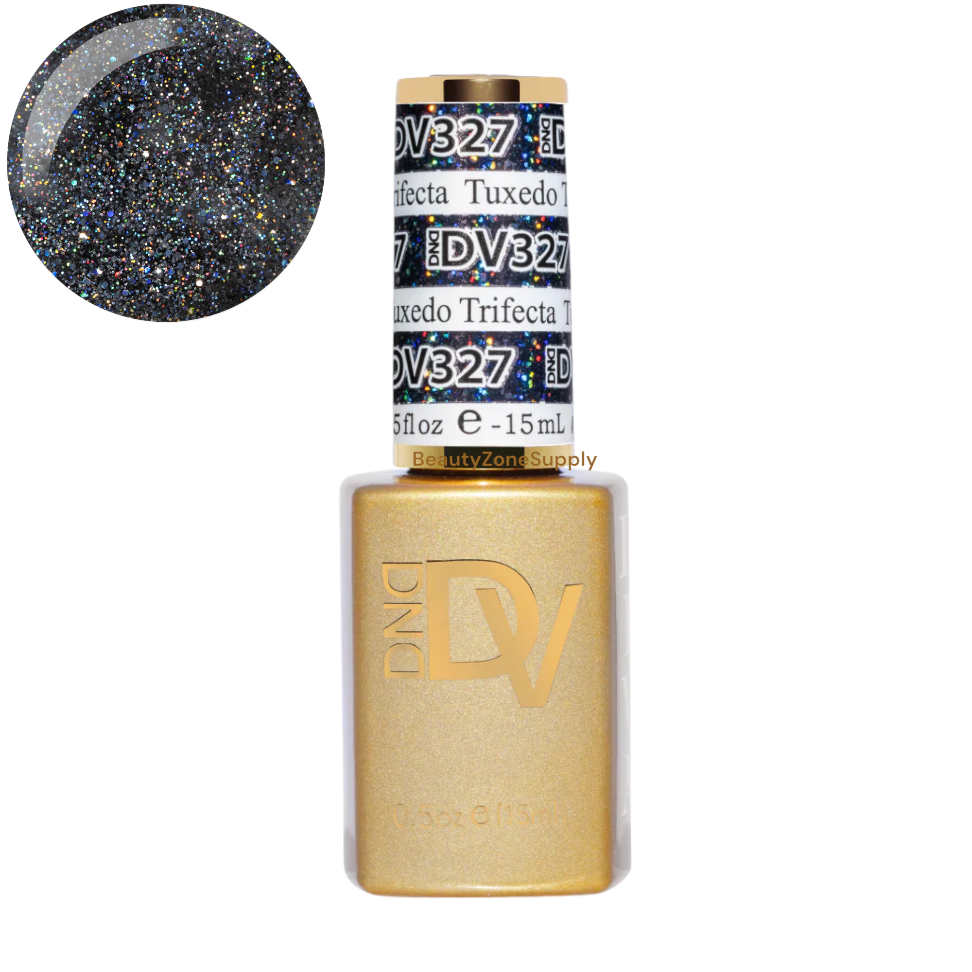 DND Diva 0.5 oz Platinum Tuxedo Trifecta Gel Polish #327
