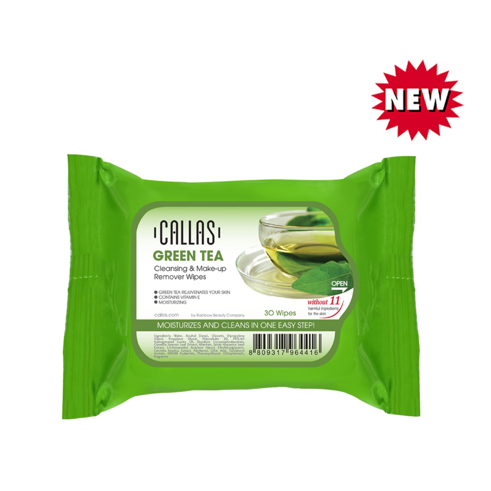 Callas Green Tea Moisturizing 30 - Wipe Cleansing & Makeup Remover