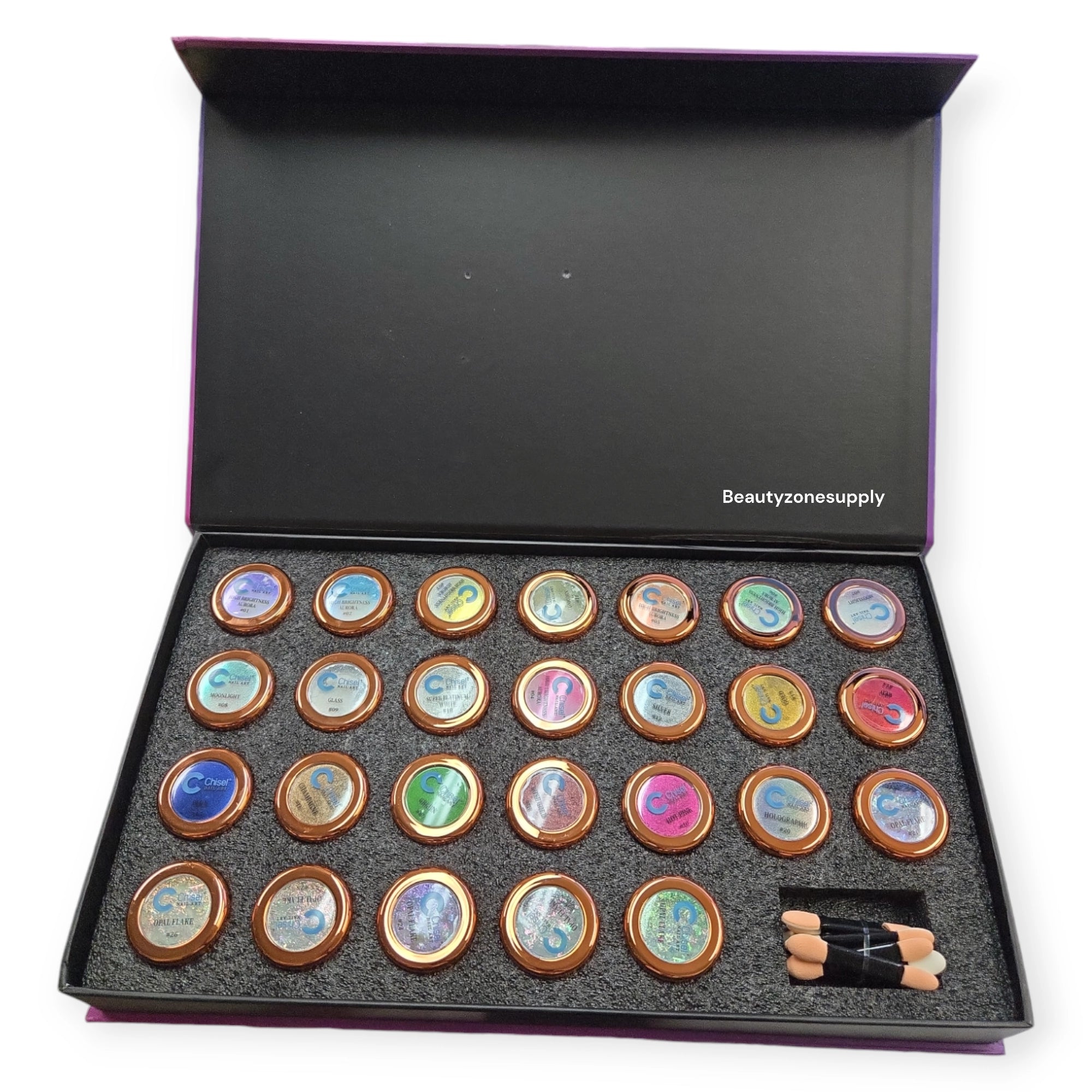 26-Color Chisel Nail Art Mirror Chrome Powder Set