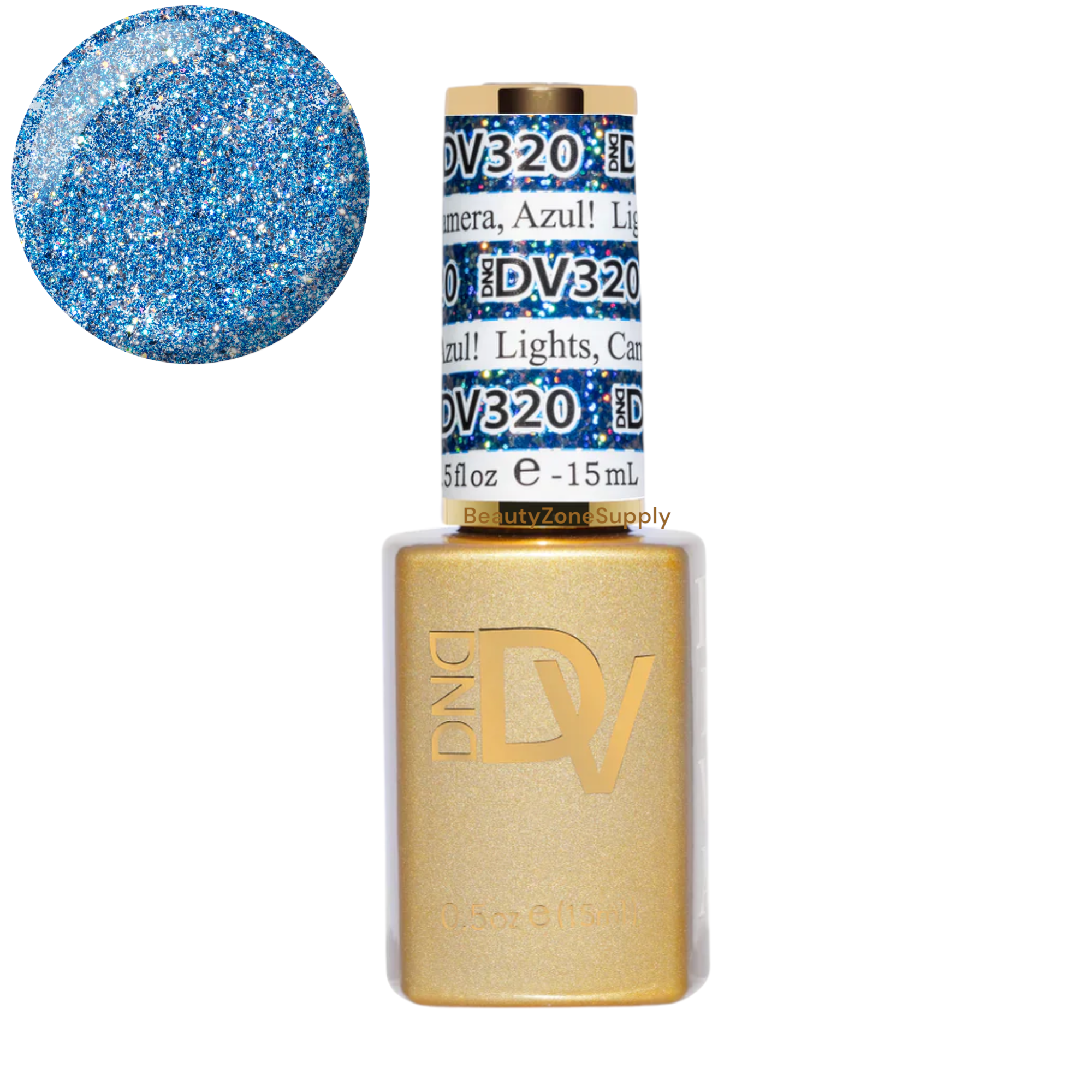 DND Diva Gel Nail Polish - Platinum Lights, Camera, Azul! 0.5 Ounce, Product #320