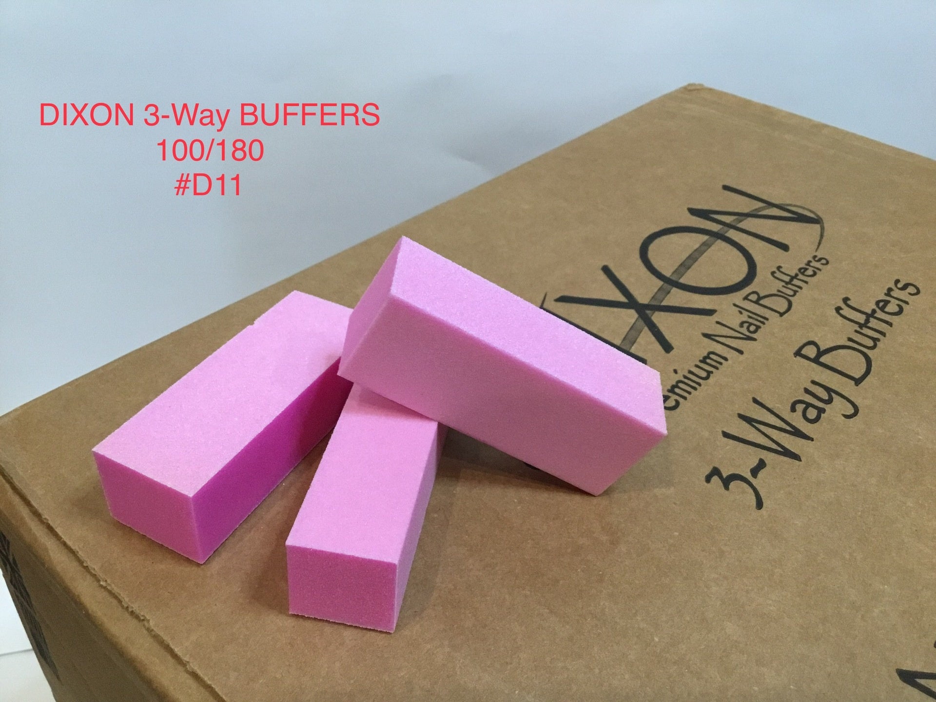 Dixon D11 3-Way Pink & White Grit 100/180 Buffers - Pack of 500