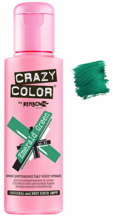 Crazy Color Semi-Permanent Hair Coloring Product - 053 Emerald Green, 150ML (5.07 oz) Hair Dye