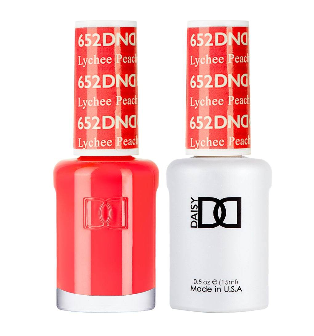 DND Dual - Function Gel Nail Polish and Matching Lacquer in Lychee Peachy Shade #652