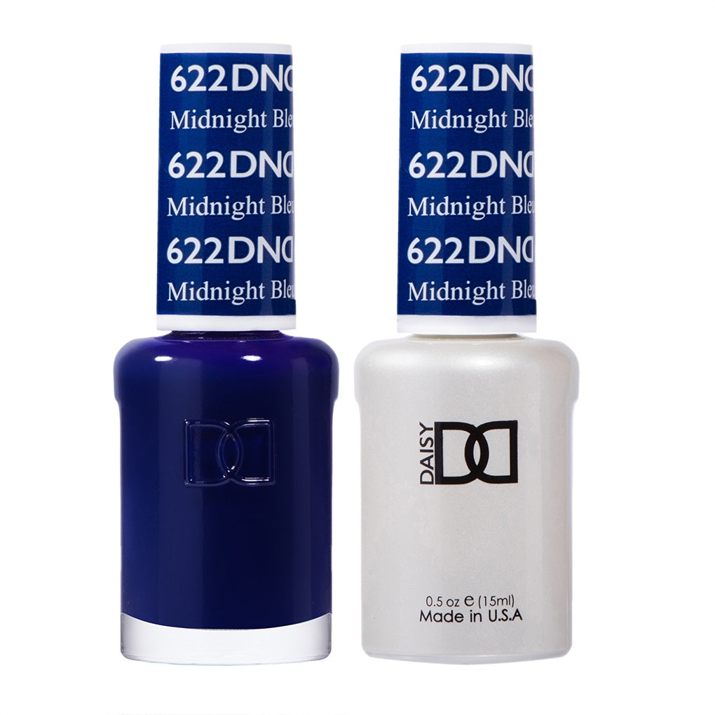 DND Brand Duo Set of Gel Nail Polish and Lacquer in Stunning Midnight Blue Color #622