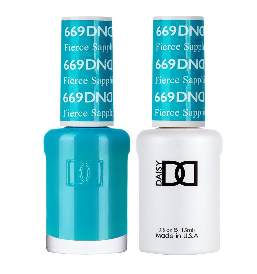 DND Dual - Function Gel Nail Polish and Lacquer Set in Stunning Fierce Sapphire Shade #669
