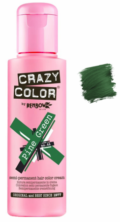 Crazy Color Semi - Permanent Hair Dye, 150ML 5.07 oz Pine Green Intense Shade