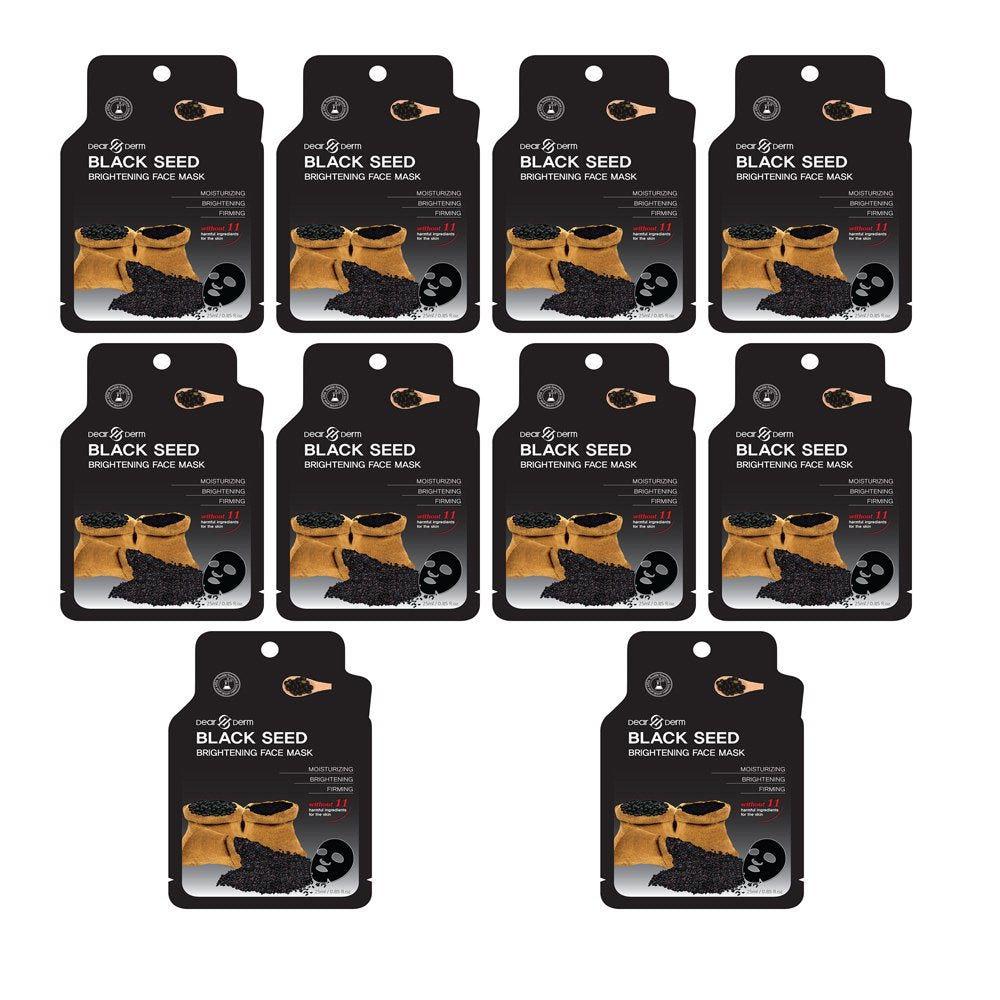 Dearderm Premium Black Seed Facial Brightening Mask Set (10 Pieces)
