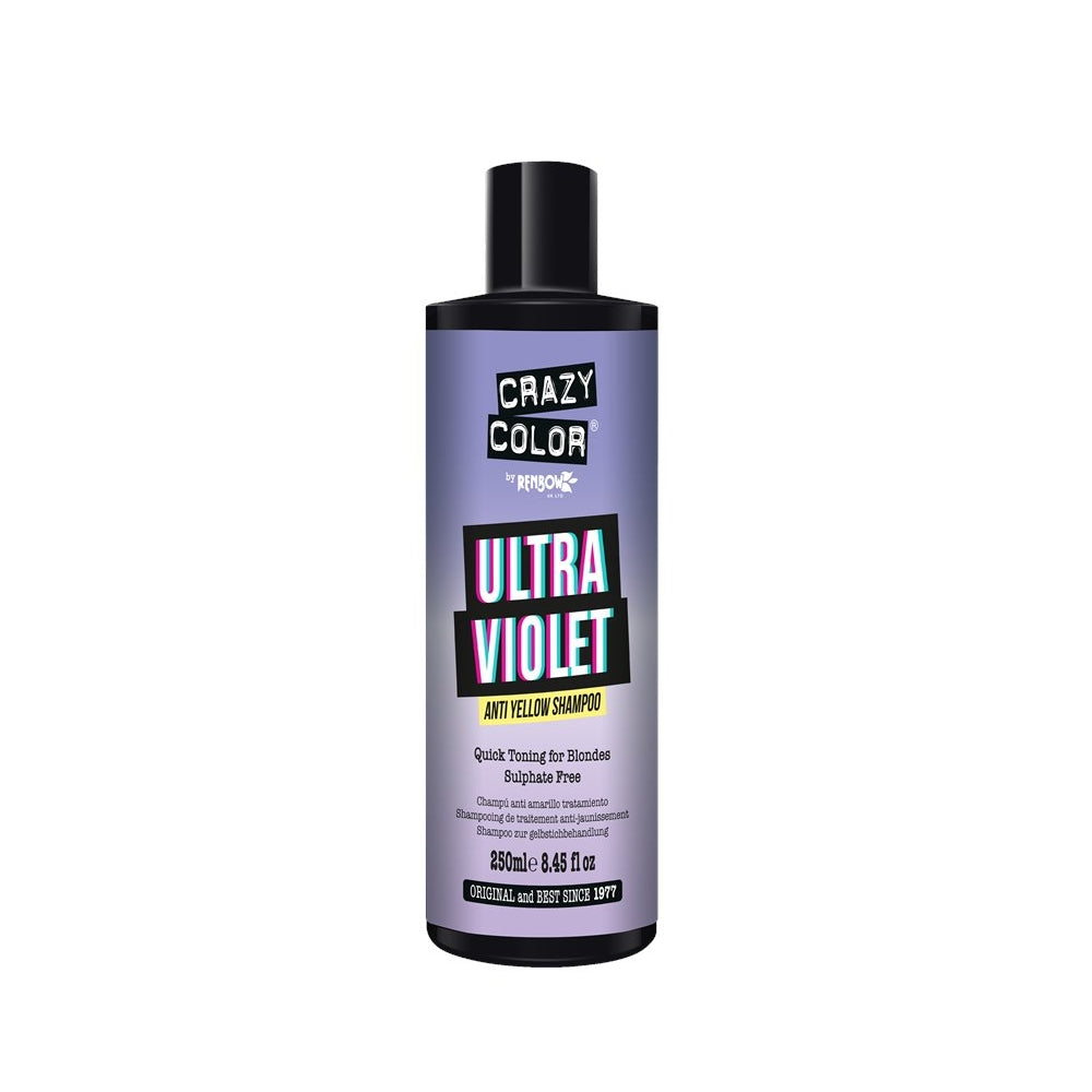 New! Crazy Color Crazy Shades - Ultraviolet No Yellow Hair Shampoo, 250mL for Stunning Hair Color